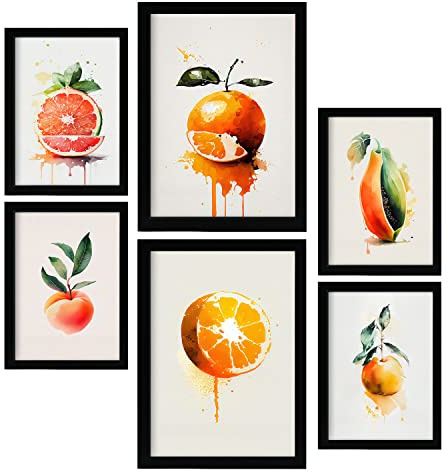 Nacnic Zitrus Postern. Plakate von Obst, Gemüse und gesunden Lebensmitteln im Aquarell Kunst Stil auf reinweißen Hintergründen. Innenarchitektur und Dekoration. A4 & A3.