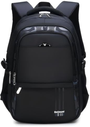 Lengender Zaino Scuola College Ragazzo Zaino per la Carta Notebook Libri Lavoro Sport per Computer da 13 Pollice Costaud Impermeabile, Nero , 46*30*18cm