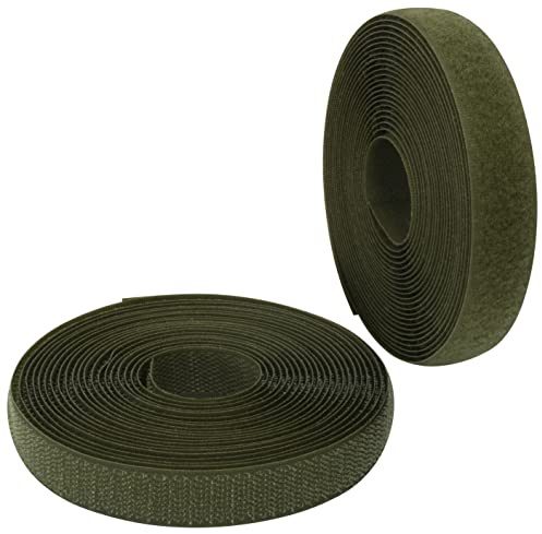 AERZETIX - C65904 - Bande/rouleau de scratch 20 mm 5 mètre auto-agrippant - organisateur/serre câbles - ruban sac vêtement attache sangle - couleur: vert cèdre - en polyamide et polyester