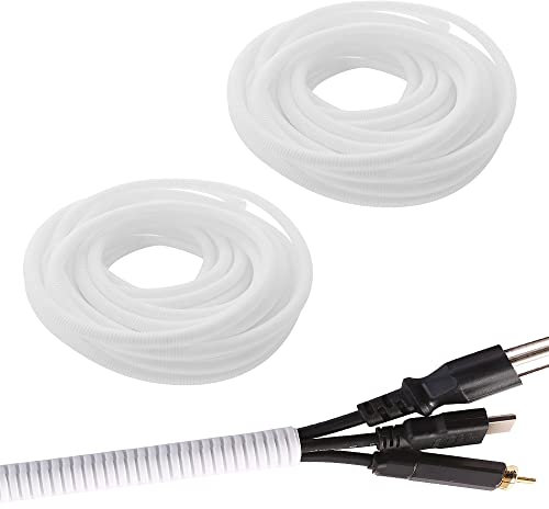 Conducto de alambre de tubo de telar dividido, tubo de alambre corrugado blanco, protección de cables, tubo ordenado para cables de TV, cable eléctrico, luces de jardín (OD 28 mm, 6 metros)
