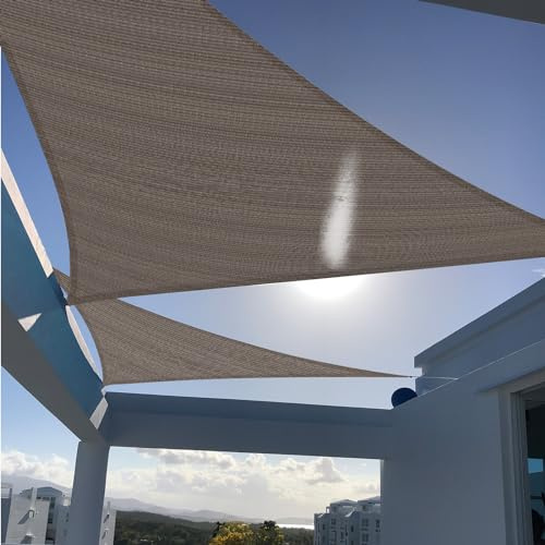 Sunny Guard Sonnensegel, 4,8 x 4,8 x 7 m, dreieckig, braun, UV-Block, Sonnenschutz für Hinterhof, Terrasse, Garten, Outdoor-Aktivitäten und Einrichtungen (wir Stellen individuelle Größen her)