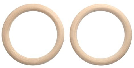 STUBAI Wooden Gymnastics Rings with Door Anchor and Fastening Straps