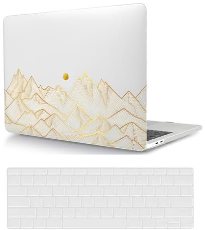 Hülle Kompatibel mit MacBook Air 13 Zoll 2020 2019 2018 Freisetzung A1932 A2179 A2337 M1 mit Retina Display and Touch ID, Ultradünne Plastik Hartschale Schutzhülle & Tastaturschutz, Goldener Berg