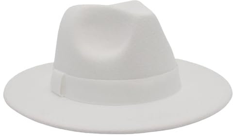 XZincer Chapeau Fedora en Laine Chaude à Large Bord pour Femmes, Style rétro, Ceinture pour Hommes, Chapeau Panama Blanc Vélo Fille 8 Ans (White, One Size)