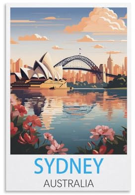 Vintage-Reiseposter Sydney, Australien, 40 x 60 cm, Leinwand-Kunst, Poster und Wandkunst, Bild, Druck, Schlafzimmer-Dekor