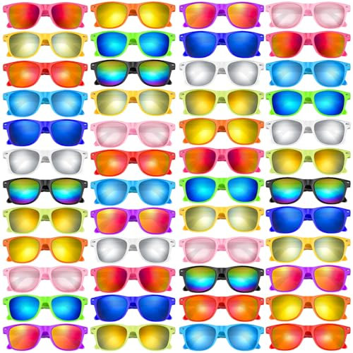 Bouiexye Lot de 12 lunettes de soleil fluo avec verres colorés en vrac pour anniversaire, plage, piscine, fête, 12 couleurs vives