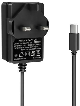Miuzei Raspberry Pi 5 Power Supply, 27W 5.1V 5A PD Power Adapter USB-C Charger for Raspberry Pi 5 8GB/4GB(UK Plug)