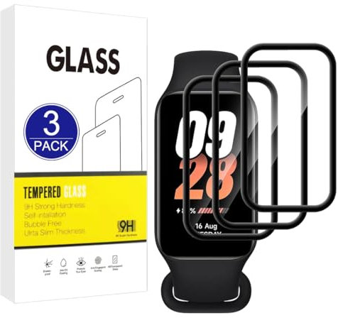 X-Dision [3 Pack] Protector de Pantalla Compatible con Xiaomi Smart Band 8 Active,[Resistente a los arañazos][Cubierta Completa Curvada en 3D] Protector para Xiaomi Smart Band 8 Active