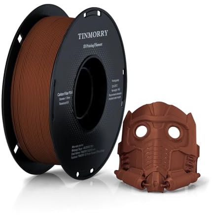 Kohlefaser PLA Filament 1.75mm, TINMORRY PLA-CF 3D Druck Filament, Kompatibel mit Bambu FDM 3D Drucker, 1 KG 1 Spule,Ziegelrot