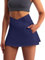 Damen Activewear Hosenrock Crossover Athletischer Rock Skorts Hoch Tailliert Tennisrock mit 4 Taschen und Hose Drunter Dehnbarer Sportrock Golf-Rock für Wanderungen Radfahren Marineblau