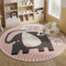 CULASIGN Kinderteppich Rund Kinderzimmer Babymatte Weich Teppich Babyzimmer Krabbeldecke rutschfest Spielmatte Baby Groß Kinderteppich Mädchen Jungen (Elefant,60cm)