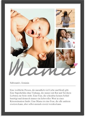 OWLBOOK® Muttertagsgeschenk Bild | Personalisierte Geschenke für Frauen | Fotogeschenke Geschenke zum Muttertag | Muttertagsgeschenke für Mama | Definition Mama Poster | Papier