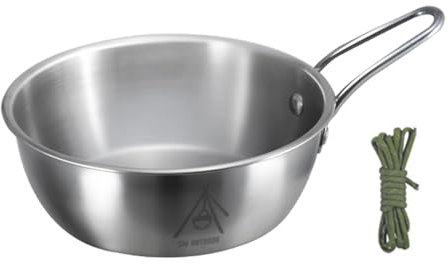 Eelogoo Stainless Steel Mixing Bowls, Stainless Steel Bowls, Round Rice Bowl, Cooking Bowl with Handle, Kitchenware, Food Bowl, Camp Hiking Soup Plates, Large Metal Bowl for Beach, Patio