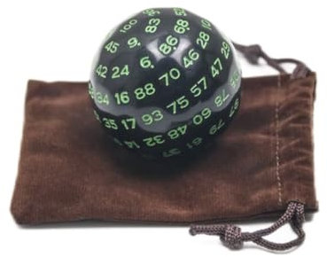 Dadi poliedrici a 100 facce in acrilico superiore con custodia, per giochi di ruolo, JDR, Giochi da tavolo, Dungeon e Draghi, DND, Pathinder, Libro-giochi, LDVELH, MTG (Verde)