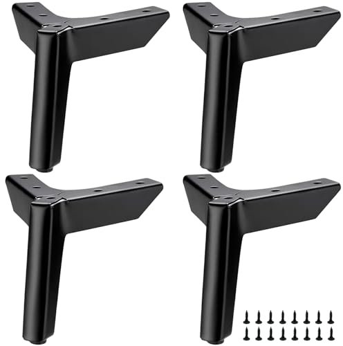 LONGZG Lot de 4 Pieds de Meubles Noirs 15 cm - En Métal Pour Bricolage, Armoires, Canapé, Lit, Table Basse, Buffet et Autres