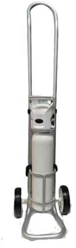 The Oxygen Store Lightweight Oxygen Cylinder Trolley for CD, DD & Freedom 400 Cylinders | Portable Oxygen Cylinder Carrier | Oxygen Therapy Equipment with Adjustable Handle & Rubber Tyres