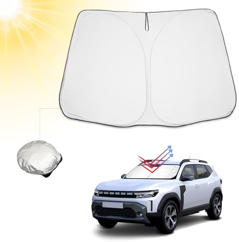 BIBIBO Parasol para coche con protección UV compatible con Dacia Duster 2024, Dacia Duster Auto Parasol para parabrisas delantero, protección contra el calor del coche contra los rayos UV, plegable y