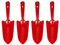 sourcing map Lot de 4 mini pelle à main en métal coloré de 27,9 x 7,6 cm pour repiquer, transplanter, planter des fleurs, désherber, transplanter le jardin, rouge