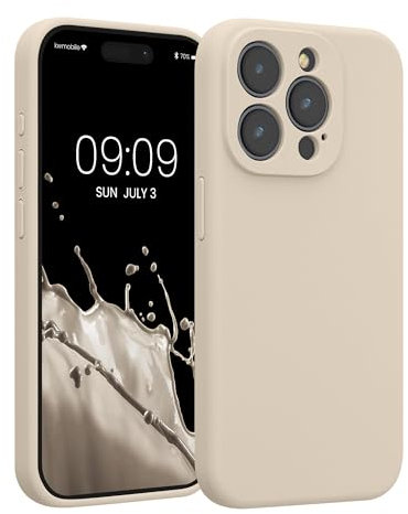 kwmobile Case Compatible with Apple iPhone 15 Pro Case - Slim TPU Silicone Phone Cover - Soft Touch Finish - Cream