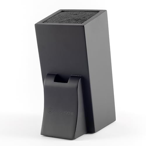 Hanseküche Bloque para cuchillos sin cuchillo de madera (madera de caucho, cuadrado oblicuo)