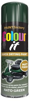PNJB Nato Green Matt Spray Paint, Quick Drying, Excellent Coverage for Metal, Wood, Plastic, Aerosol Spray, Lightweight and Portable, 250ml (1PCS)