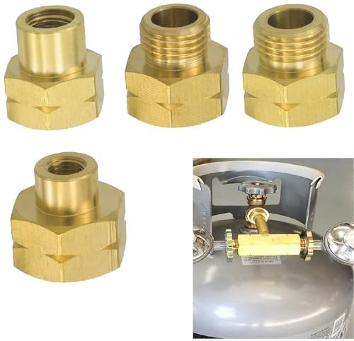 Xiciki 4 Stück Gasflaschen Adapter,Gasanschluss Adapter aus Messing,Gasflaschen Adapter Set Europa,Adapter Gasflasche,Heizstrahler Gas Adapter(D1-D4)