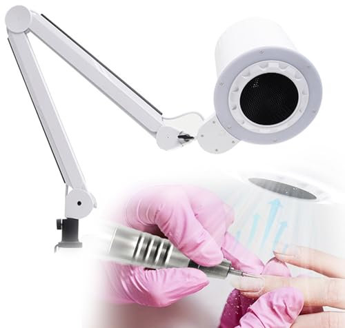 ERSINIAN Nail Dust Collector with Lamp, Electric Nail Vacuum Cleaner Dust Fan Suction Machine for Manicure Nails Polishing, Low Noise, for Nail Art, Home Salon Use
