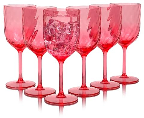 Yanglonghui Weingläser aus Kunststoff, unzerbrechliche Acryl-Weingläser, wiederverwendbar, farbige Kunststoffkelche, stapelbar, spülmaschinenfest, BPA-frei, ideal für Partys