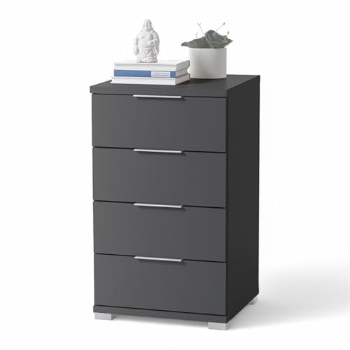 SMILLA Nachttisch in Graphit - Moderner Nachtschrank mit Schubladen und viel Stauraum - 46 x 79 x 42 cm (B/H/T)