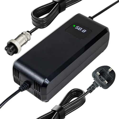 Chargeur Rapide 58.8V 4A pour Batterie Lithium 52V/48V, avec Affichage LED et Multiples Fonctions de Protection et de réparation, Certification CE, équipé de connecteurs GX16