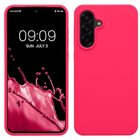 kwmobile Hülle kompatibel mit Samsung Galaxy A56 5G Hülle - Silikon Handy Case - Handyhülle weiche Oberfläche - kabelloses Laden - Neon Pink