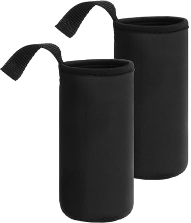 QUARKZMAN 2 Stück Neopren Wasserflaschenhülle, 12 oz Isolierte Wasserflaschen Tragetasche Trinkflaschenhülle mit Griff, Schwarz