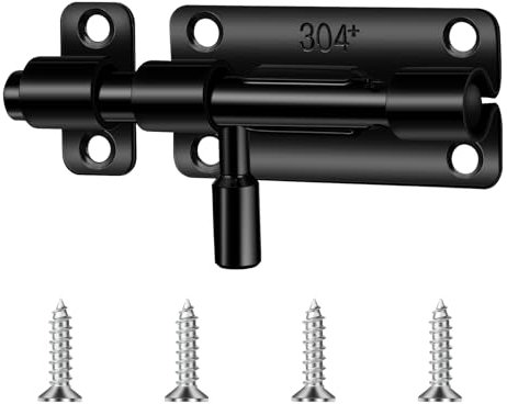 Edelstahl Türriegel Kleiner Riegelschloss Schiebeschloss Bolzenriegel Verschluss Riegel, Verriegelung Schieberiegel Sicherheitstürriegel für Badezimmer Schuppen Schlafzimmer, Ca. 4 Zoll, Schwarz