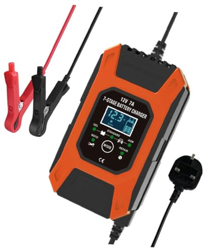 Vaguelly 7a Battery Charger Vehicle Battery Repair Accumulator Charger Digital Display Fan Cooler Uk Plug