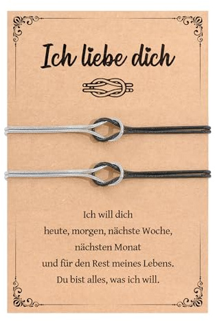 YELUWA 2 Pcs Partner Armbänder, Partner Geschenke Paar Geschenke Pärchen Armband Paare Valentinstag Jahrestag Weihnachtstag für Ihn Sie Mann Frau Freunde Ehemänner Ehefrauen Freundinnen Schwarz Silber