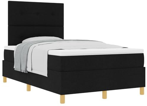vidaXL Boxspringbett mit Matratze Schwarz Klein-Doppelbett Stoff Einfache Montage Stylishes Design Indoor Anwendung Kompakter Rahmen Zeitgenössische Schlafzimmermöbel