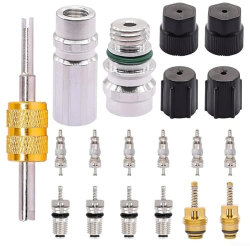 GLFLOW Kit d'outils de valve de climatisation avec joints R134a pour l'entretien et la réparation de voiture