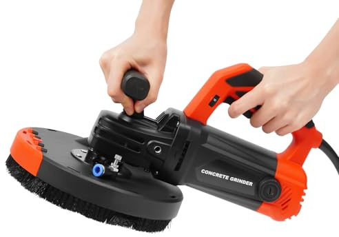 Fyssnn Juego de lijadora de hormigón de 5000 W, con aspiración, 180 mm, 6 niveles de regulación de velocidad, 230 V, fresadora de hormigón para paredes, suelos, esquinas