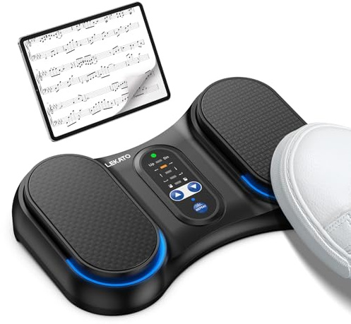 LEKATO Bluetooth Page Turning Pedal, Wireless Page Turner, Wiederaufladbarer Fußschalter für Telefon, Tablets, Tragbares Fußpedal, Kompatibel mit Android und iOS
