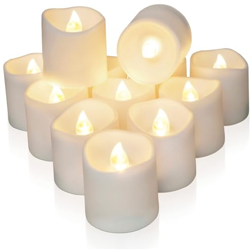 Homemory 24 Stück LED Flackernde Teelichter, batteriebetriebenes mit Timer 6 Stunden an und 18 Stunden aus pro Zyklus langanhaltendes für Zierpflanzen(Warmweiß)