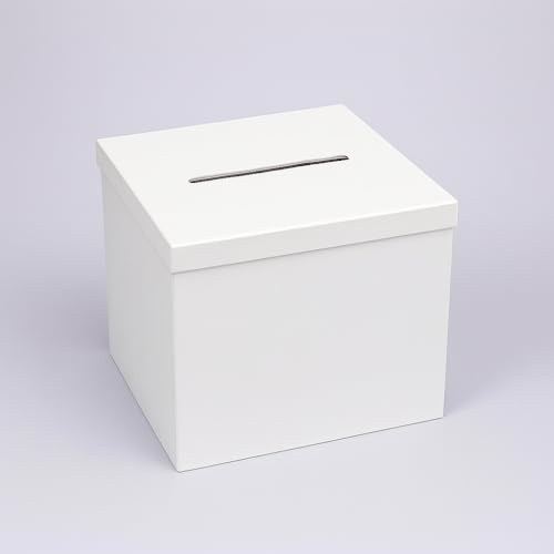 Mainetti Premium Partykartenbox – 25 x 25 x 25 cm – Weiße Geschenkbox für Hochzeitsgeschenke, Umschläge und Glückwünsche – Faltbare und robuste Spardose für Veranstaltungen (weiß)