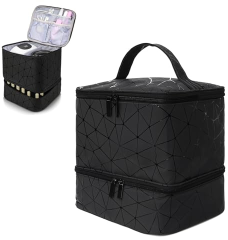 Gykutix Rangement Vernis a Ongle Couche Onglerie, Double Rangement Vernis Semi Permanent pour 30 Flacons de Vernis à Ongles et Lampe à Ongles LED et De Technologie des