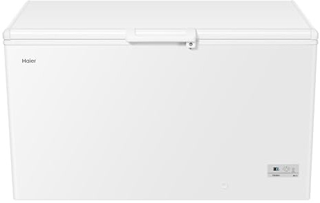Haier Gefriertruhe HCE321C I 319 L Tiefkühltruhe mit Innenbeleuchtung, Super-Gefrierfunktion & antibakterieller Dichtung I Freezer Kühltruhe inkl. 2 Metallkörben I Energieklasse D
