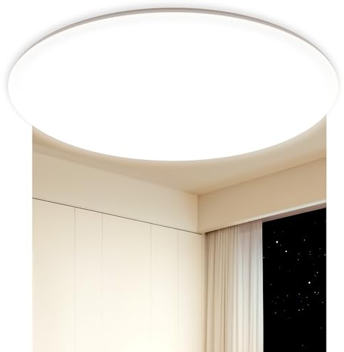 Deckenlampe Led Deckenleuchte 30CM Rund Weiß IP54 24W 2800LM Decke Badlampe | 4000K Flach Badlampe Decke Lampe für Bad Schlafzimmer Badezimmer Küche Wohnzimmer Balkon Keller Flur, UFO/Modern Design