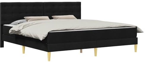 vidaXL Bettgestell mit Matratze Schwarz 200 x 200 cm Stoff, Moderner rechteckiger Bettrahmen, langlebige Schlafzimmermöbel, platzsparende Schlaflösung, komfortable Matratzenbasis für Zuhause