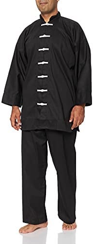 DEPICE Kung Fu Anzug China schwarz Baumwolle, weiße Knöpfe, Größe 180