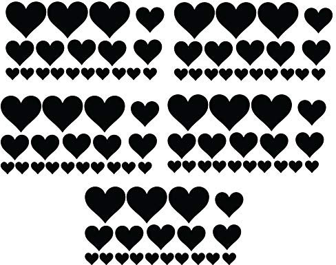 60 Second Makeover Limited Qualität Vinyl Herzen Aufkleber Auto Rad Roller Helm Aufkleber Grafik - Schwarz Glanz