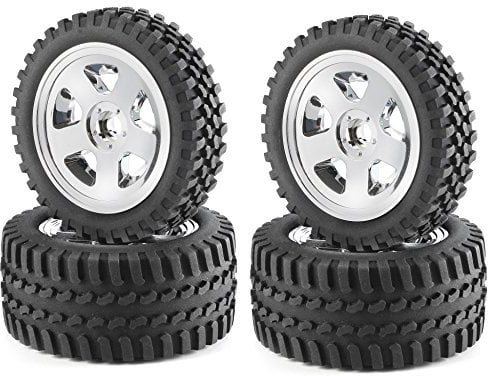 Carson 500900028 - 1:10 Reifen/Felgen-Set All Terrain, Modellbauzubehör, chrom