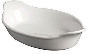 Genware B23-W Royal White Oval Eared Dish, 22cm Length, Pack of 4