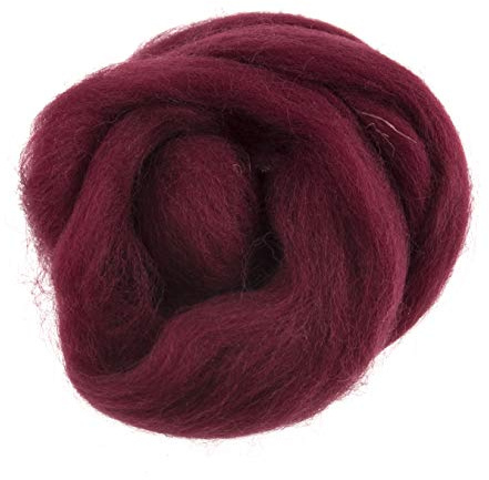 Trimits Natural Felting Roving Wool, Wine Red, 10 g